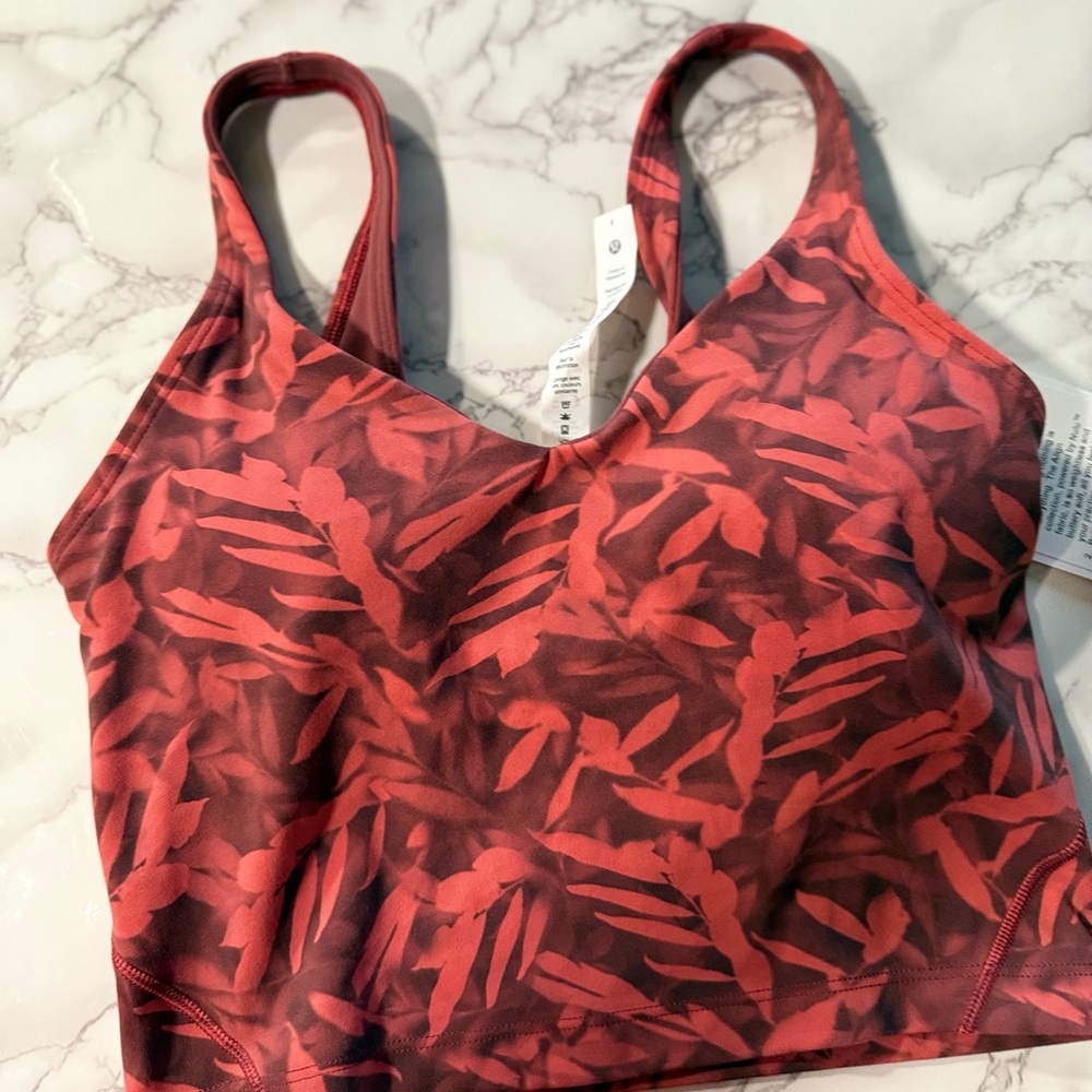 Lululemon Athletica AlignRed Leaf Pattern Sports Bra